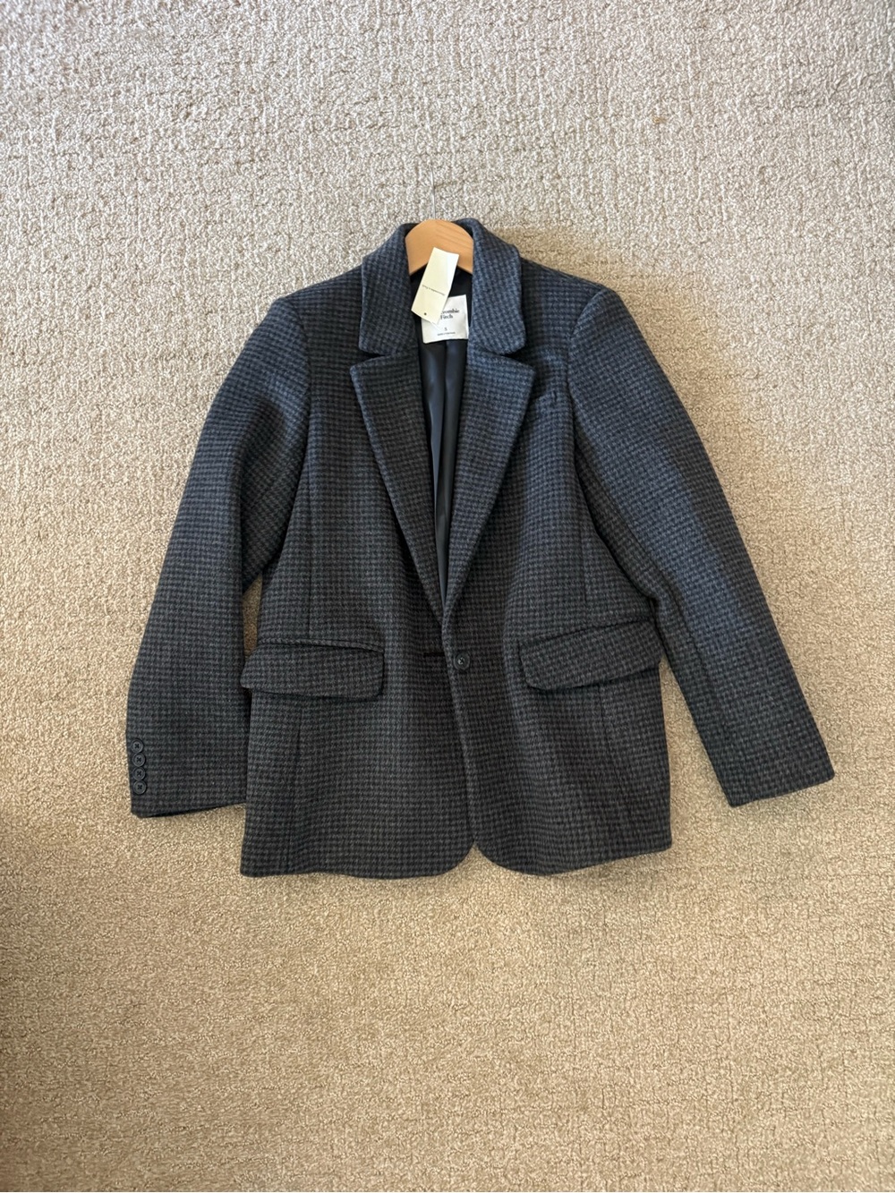 Abercrombie & Fitch Charcoal Checked Blazer Jacket